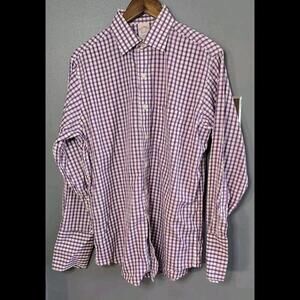 Brooks Brothers Shirt Mens Size 15.5-33 Purple Check Dress Button Up French Cuff